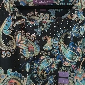 Gloria Vanderbilt, Black Paisley Top, Sz S